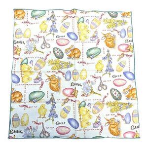 Vintage Pastel Cloth Easter Themed Cotton Napkins Set Of 8 Easter Eggs Bunny Lot